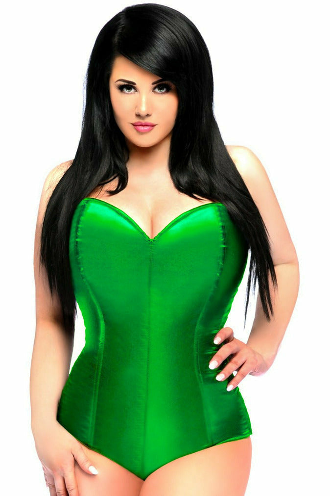 Daisy Green Satin Corset Romper LV-400