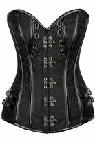 Daisy Brocade & Faux Leather Steel Boned Corset TD-1173