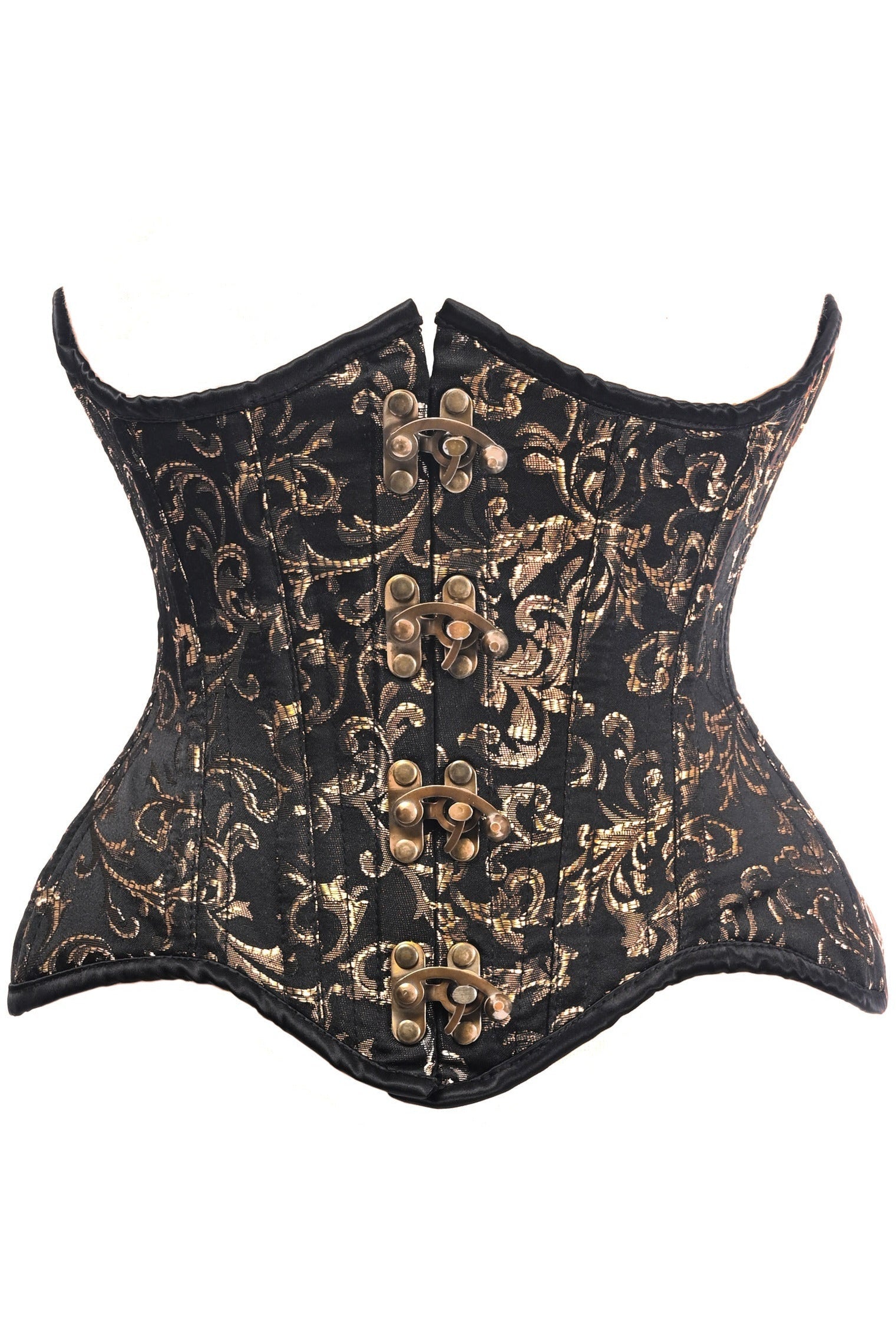 Daisy Black/Gold Brocade Double Steel Boned Under Bust Corset