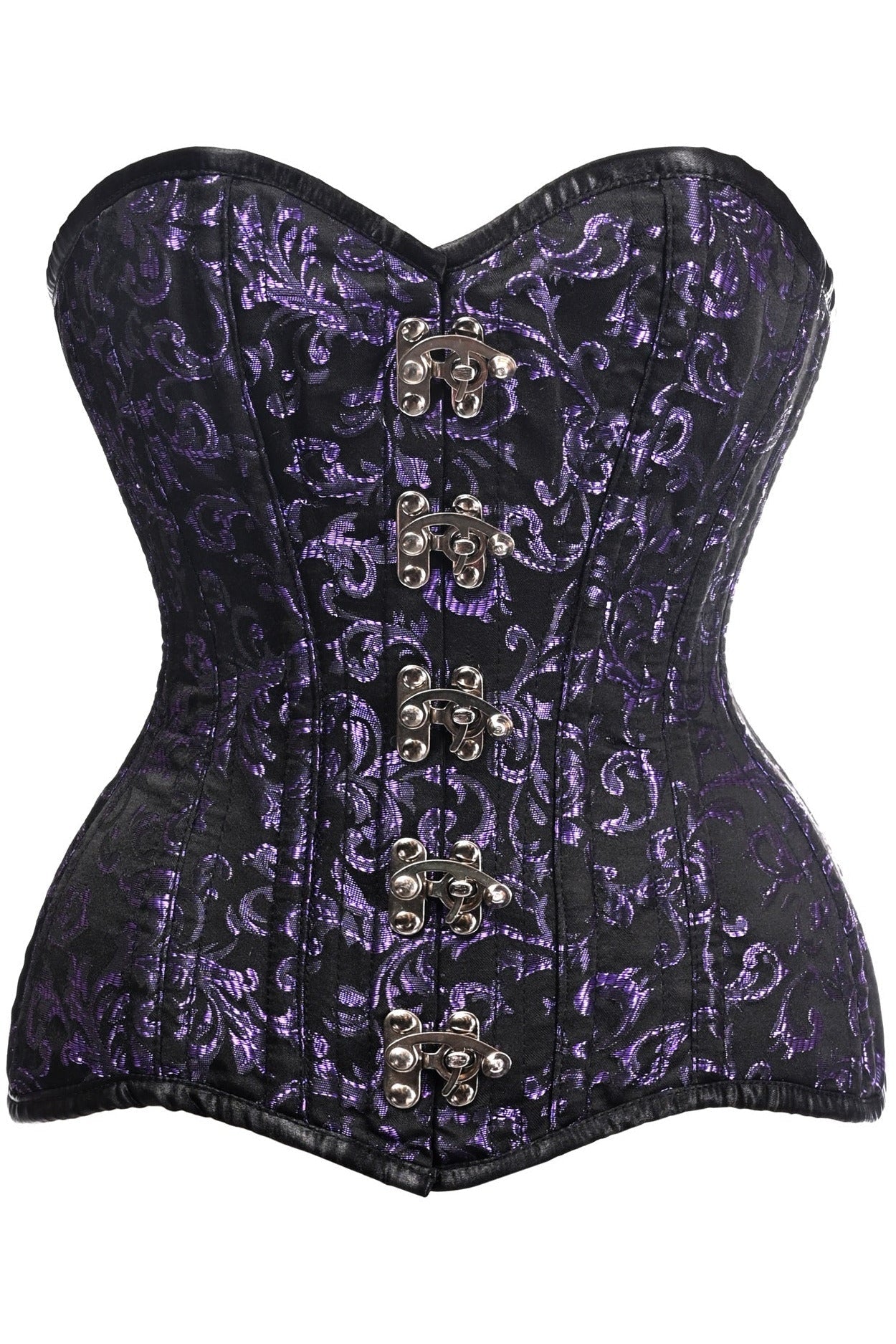 Daisy CURVY Black/Purple Brocade Double Steel Boned Overbust Corset