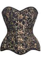 Daisy CURVY Black/Gold Brocade Double Steel Boned Overbust Corset