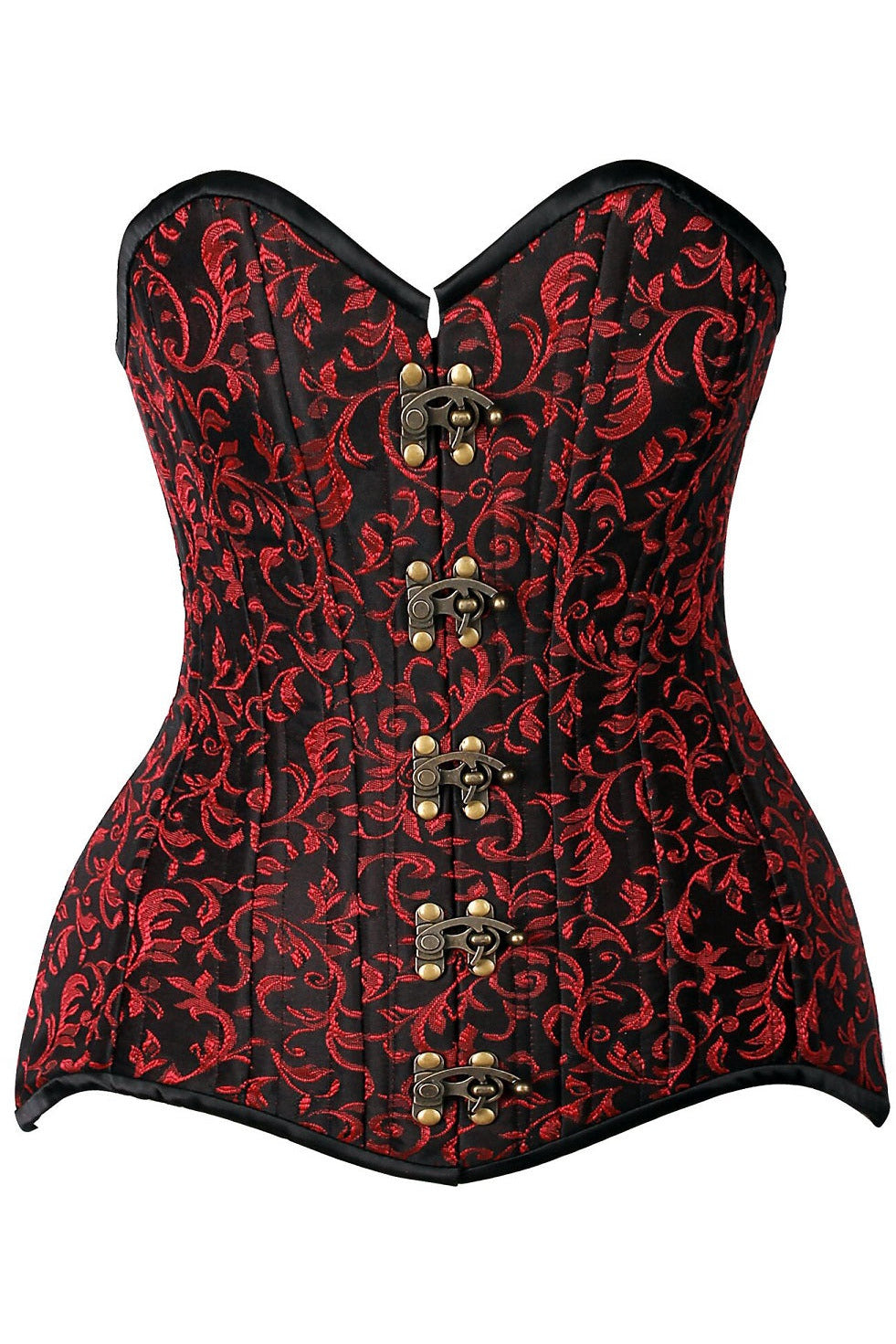 Daisy CURVY Black/Red Brocade Double Steel Boned Overbust Corset