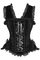 Daisy TD-182 Black Velvet & Lace Steel Boned Corset w/Cap Sleeves