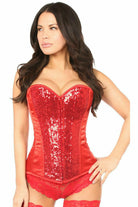 Daisy Red Sequin Steel Boned Corset TD-389