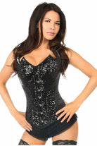 Daisy Black Sequin Pointed Top Steel Boned Corset TD-509