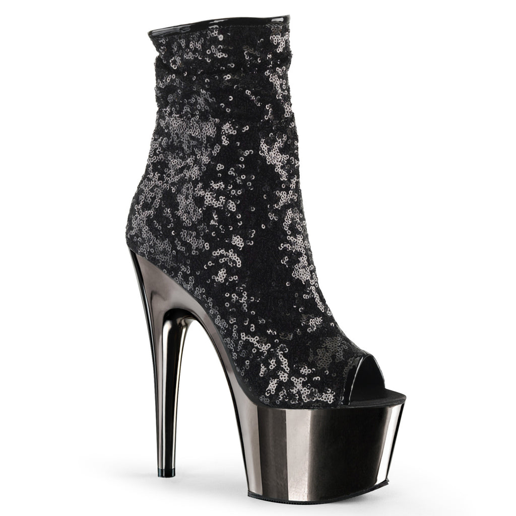 Pleaser Adore-1008SQ Sequin Ruched Ankle Boot