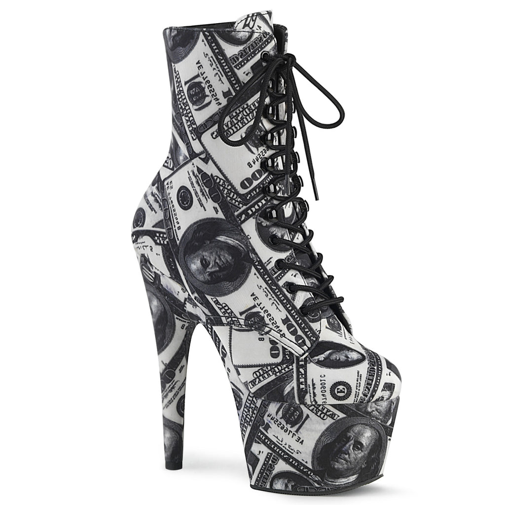 Pleaser Adore-1020DP Dollar Print Ankle Boot