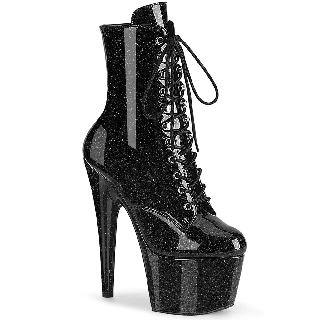 Pleaser Adore-1020GP Lace-Up Front Glitter Ankle Boot