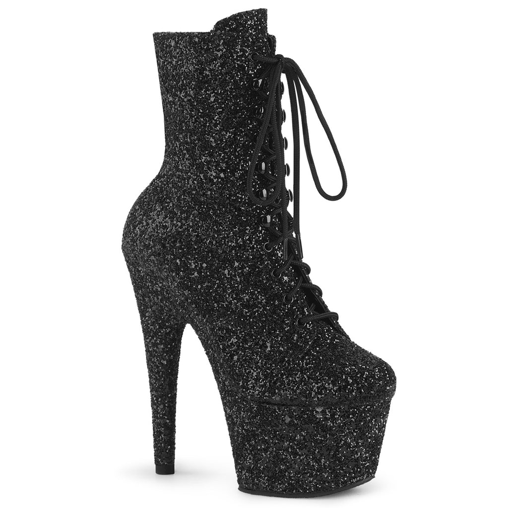 Pleaser Adore-1020GWR Lace-Up Front Glitter Ankle Boot