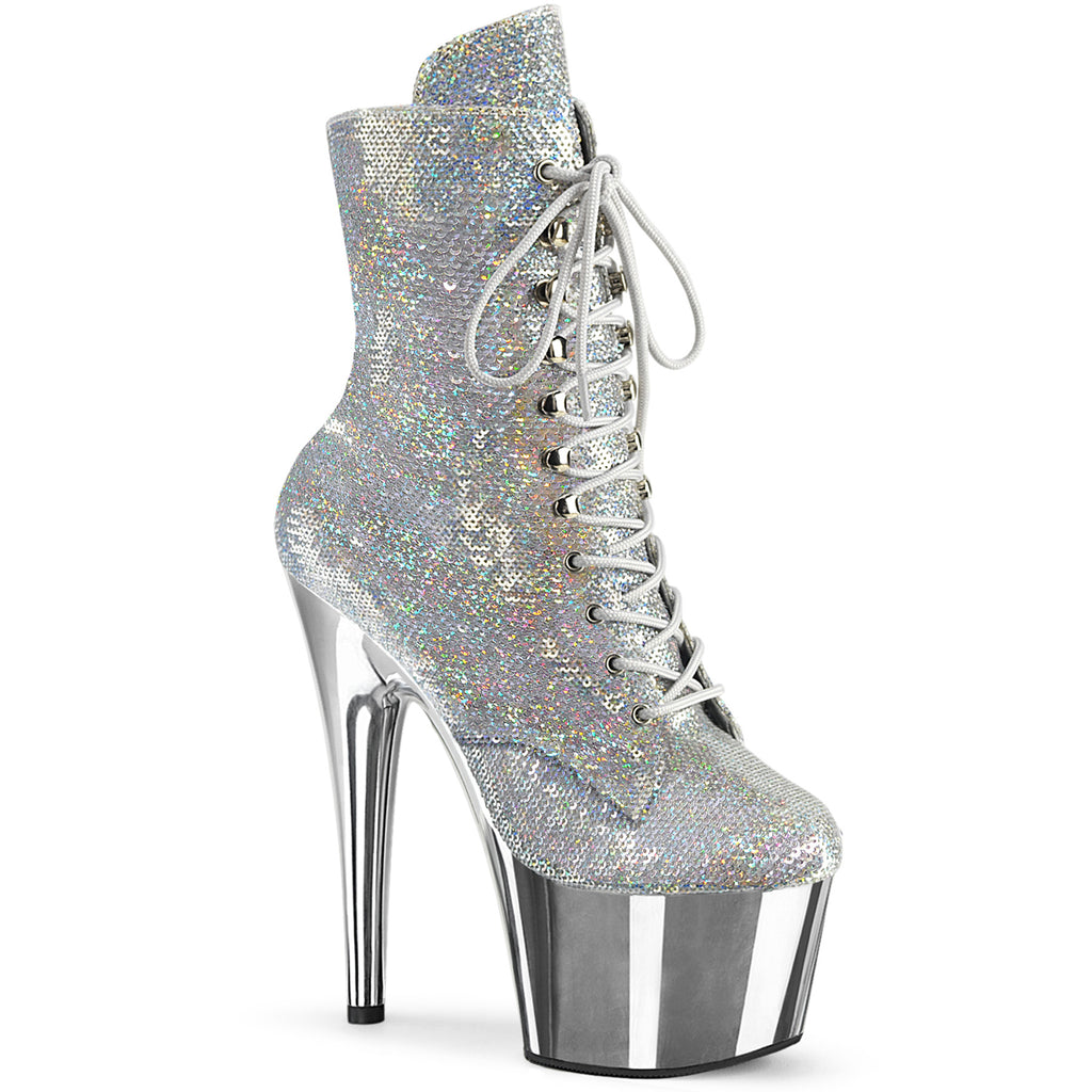 Pleaser Adore-1020SQ-02 Lace-Up Front Sequins Ankle Boot