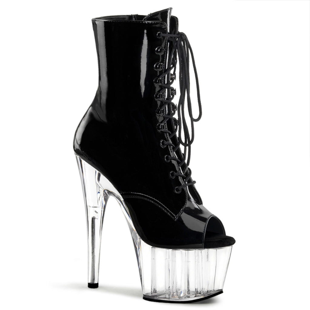 Pleaser Adore-1021 Peep Toe Lace Up Ankle Boot