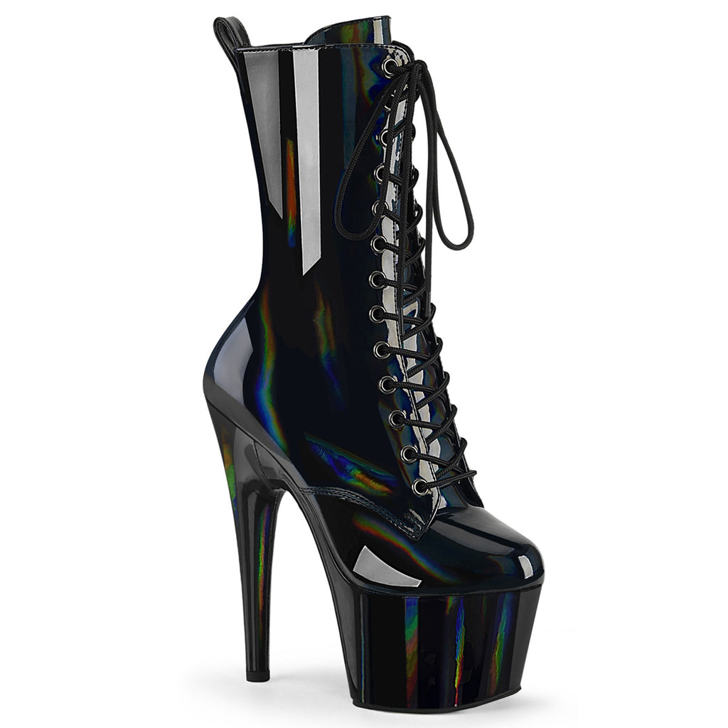 Pleaser Adore-1040WR-HG Holographic Lace-Up Front Ankle Boot