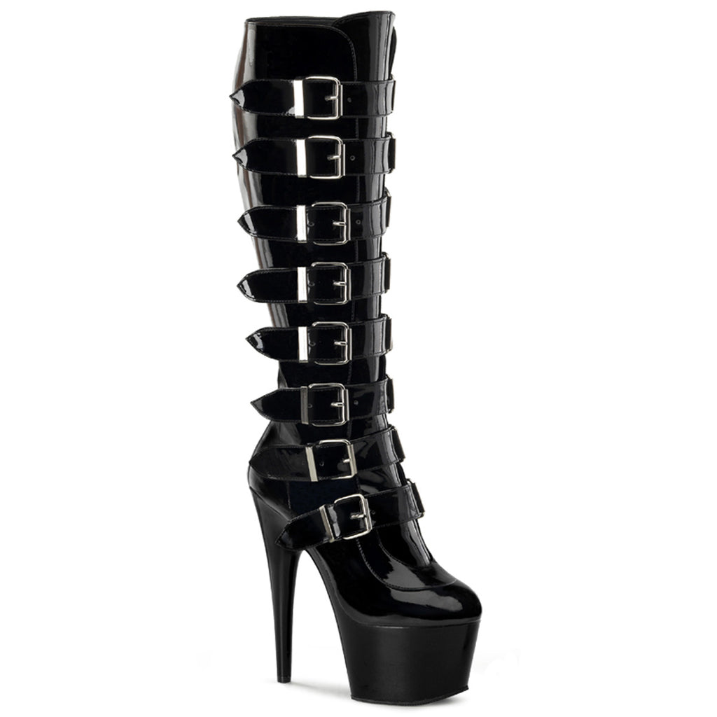 Pleaser Adore-2043 Knee High Boot with Buckles