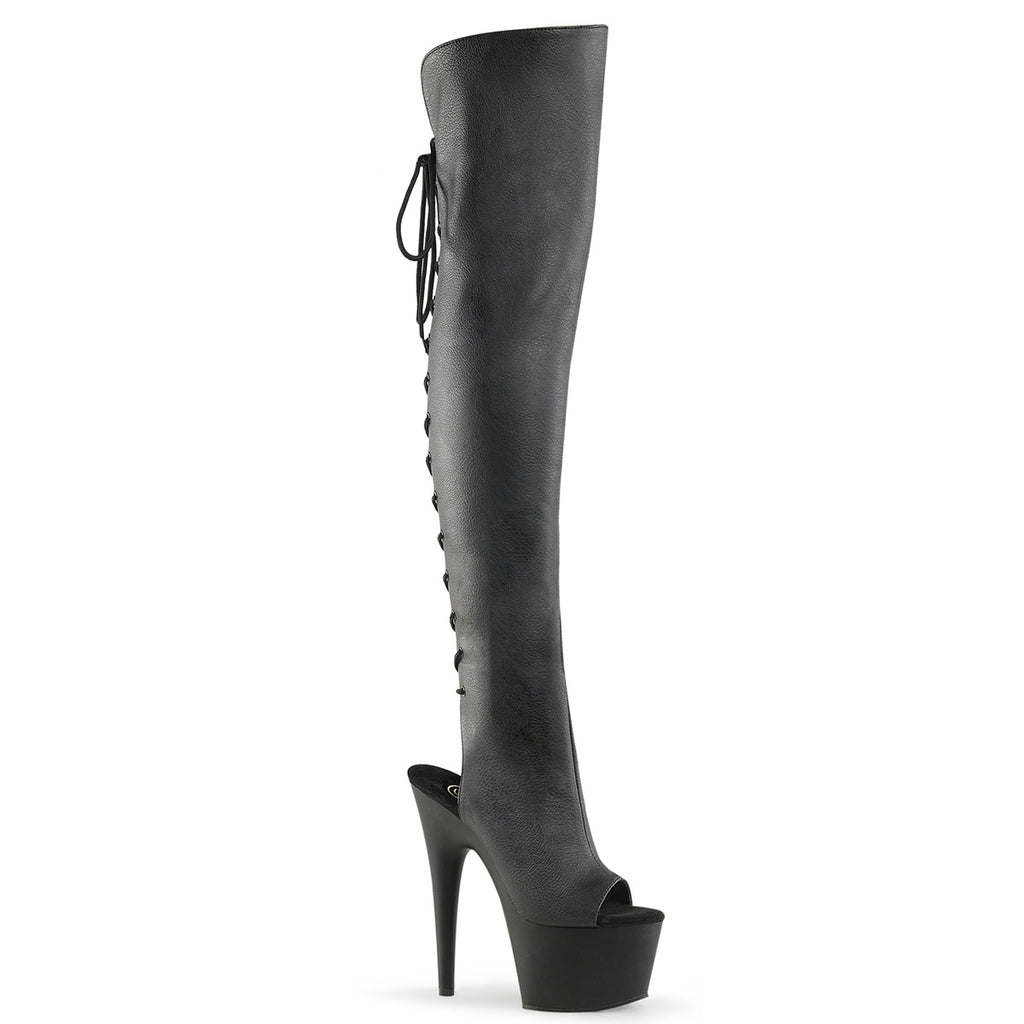 Pleaser Stripper Boots Adore-3019 Back Lace-Up Thigh High Boot