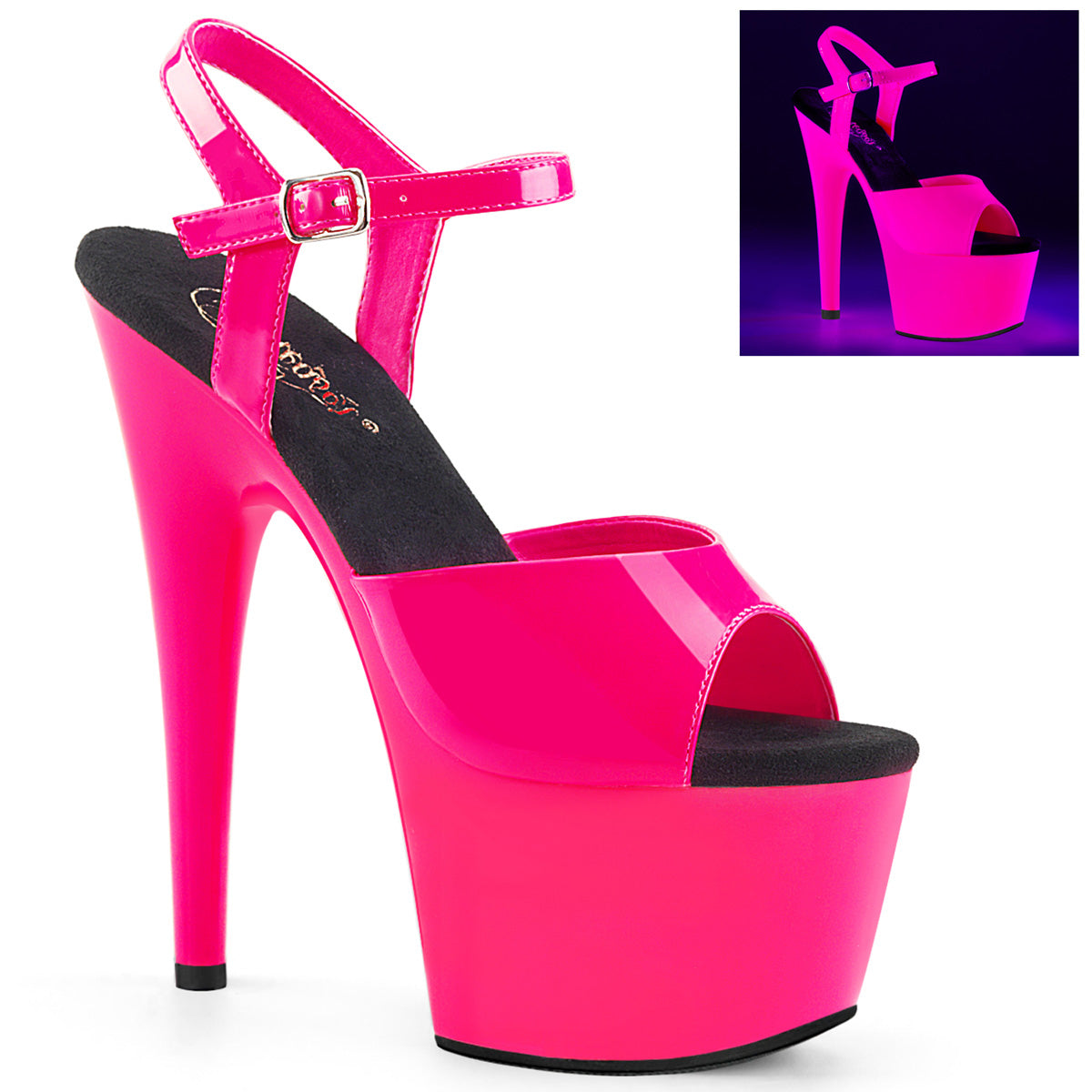 Pleaser Adore-709UV Neon Reactive Platform Heel