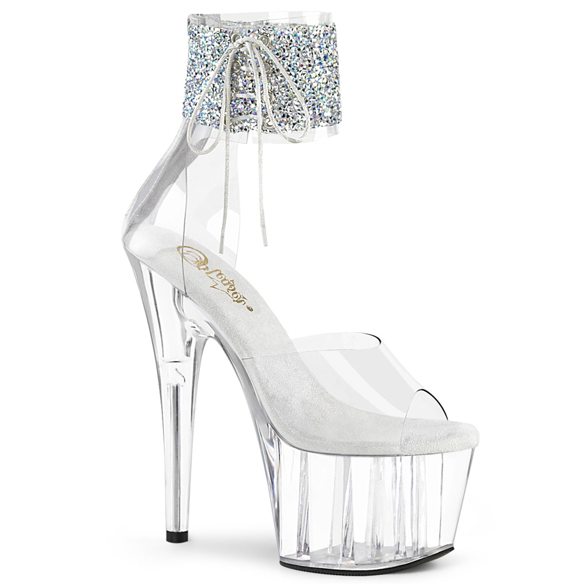 Pleaser Adore-724RS-02 Rhinestone Ankle Cuff Sandal