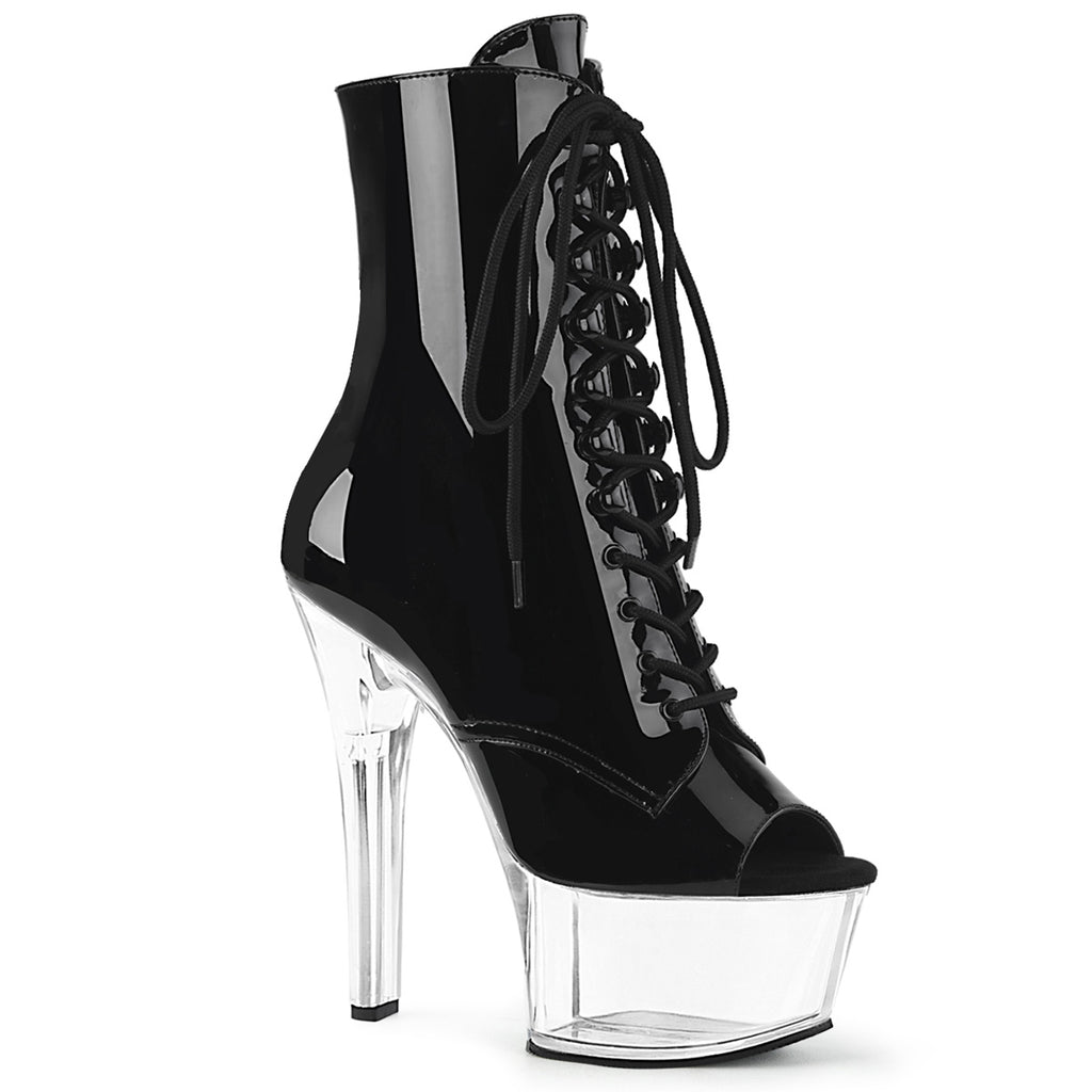 Pleaser Aspire-1021 Open Toe Lace-Up Front Ankle Boot