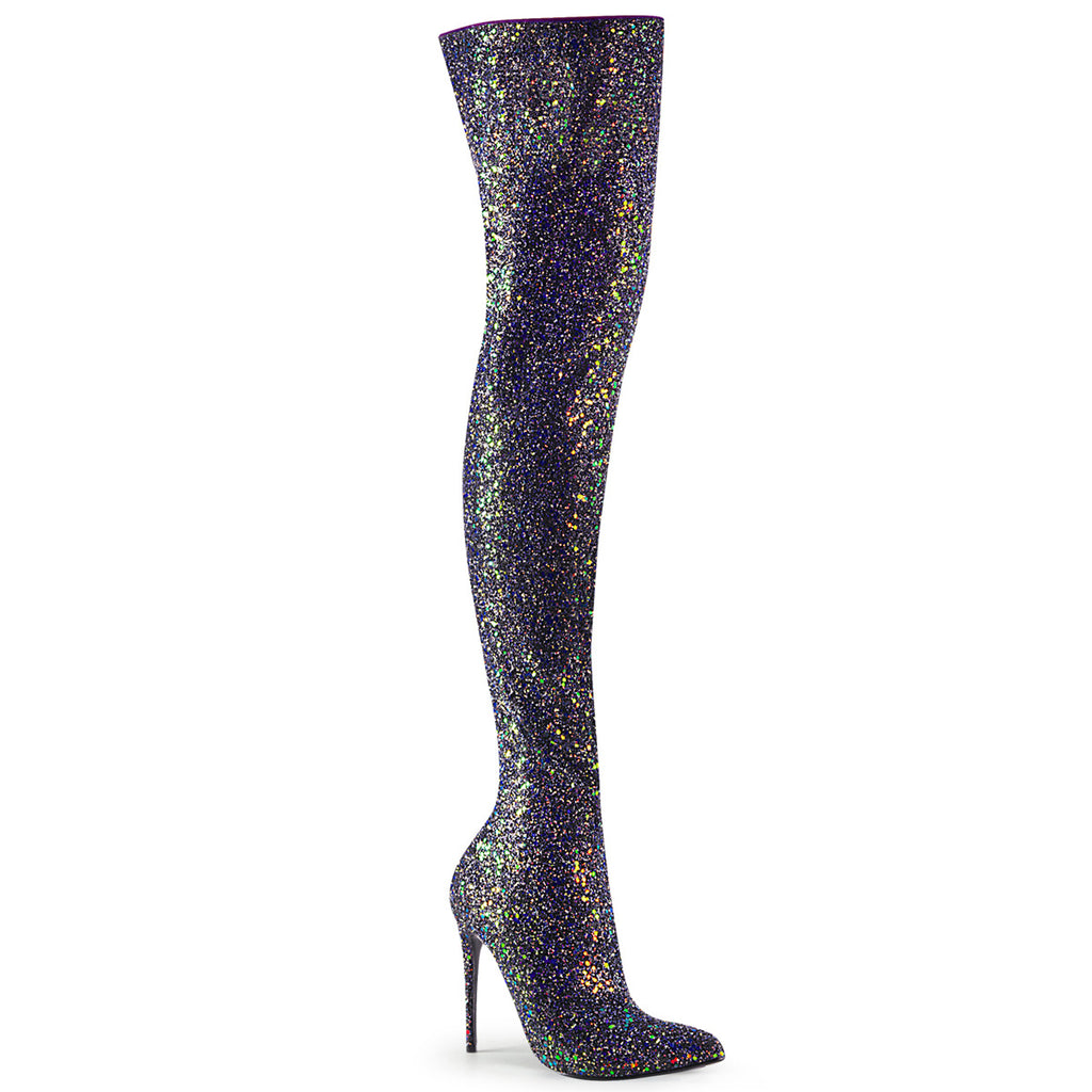 Pleaser Courtly-3015 Glittery Thigh High Boot