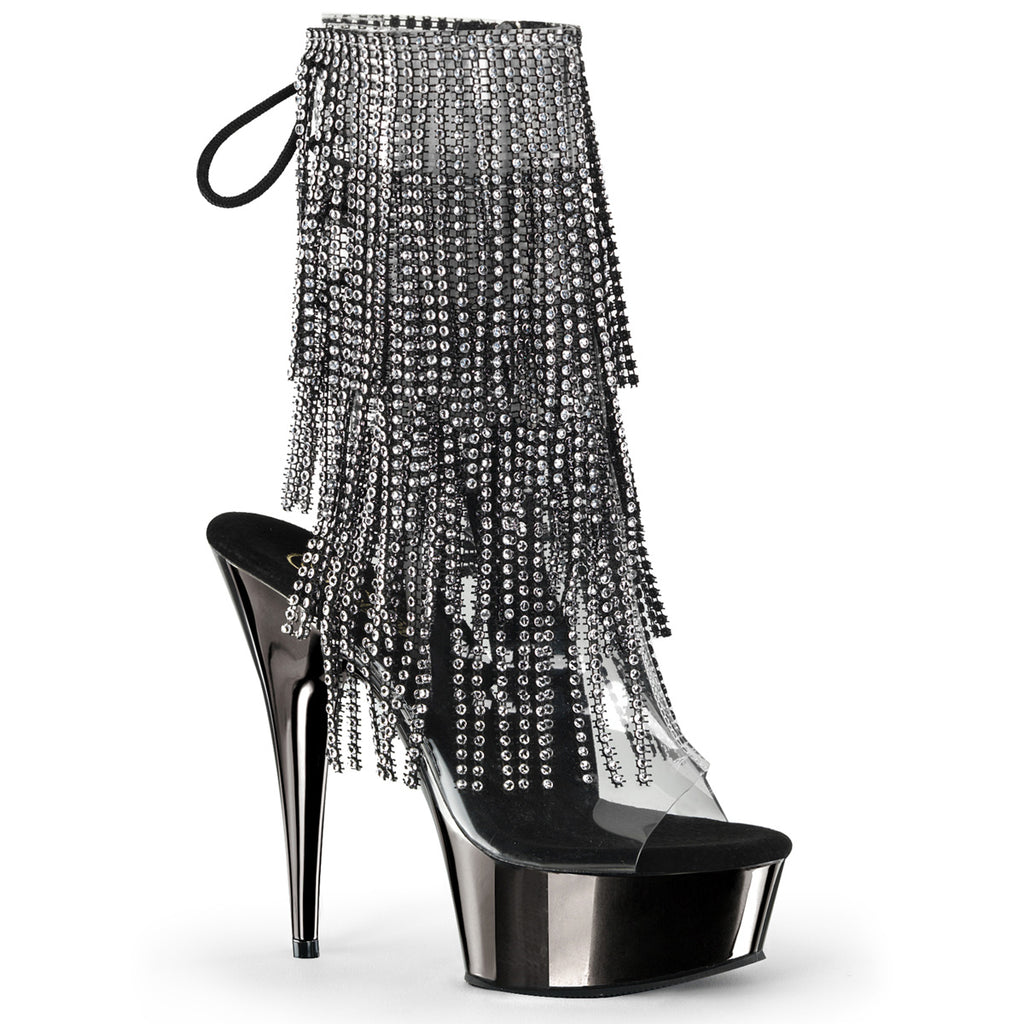 Pleaser Delight-1017RSF Rhinestone Fringe Ankle Boot