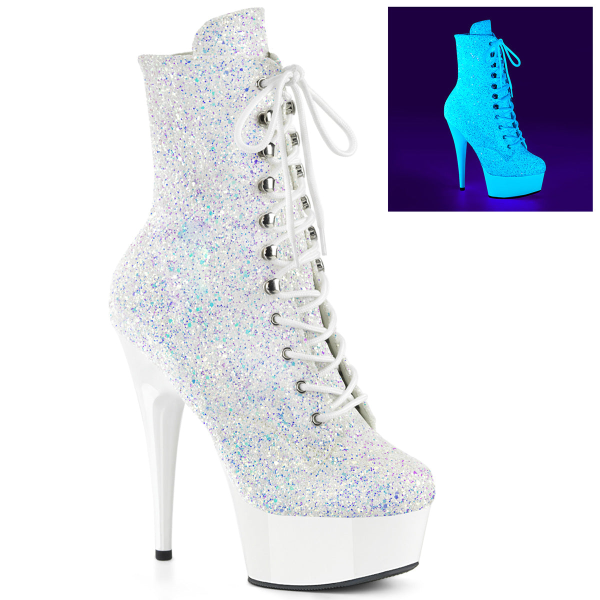 Pleaser Delight-1020LG Blacklight Reactive Ankle Boot