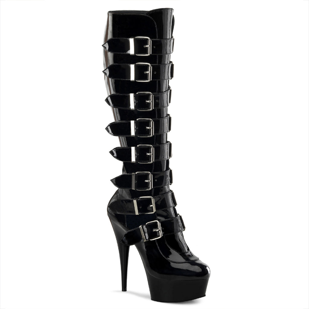Pleaser Delight-2049 Knee High Boot With Buckles