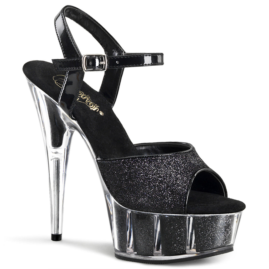 Pleaser Delight-609-5G Glitter Platform Ankle Strap Sandal