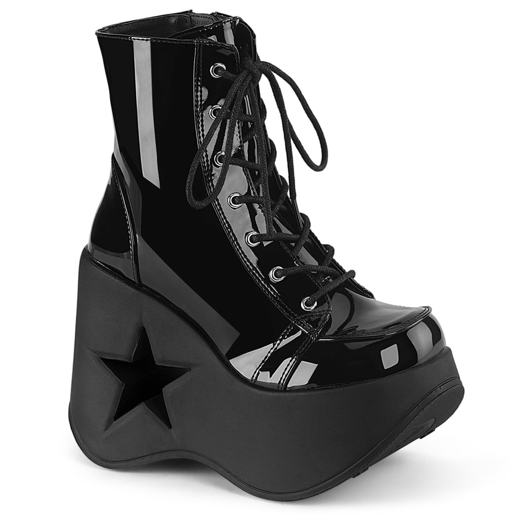 Demonia Dynamite-106 Platform Wedge Lace Up Ankle Boot