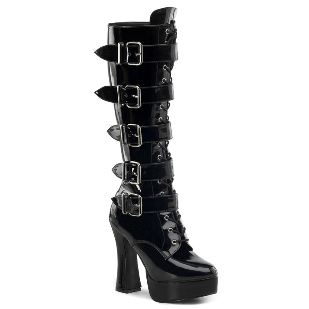 Pleaser Electra-2042 Knee Boot with 5 Buckle Detail