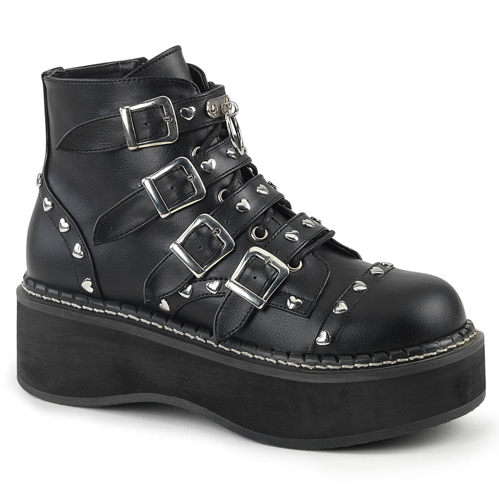Demonia Emily-315 Lace-Up Front/ Buckle Strap Ankle Boot
