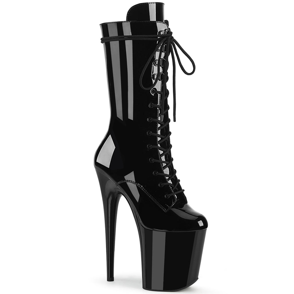 Pleaser Flamingo-1050 Lace-Up Front Mid Calf Boot