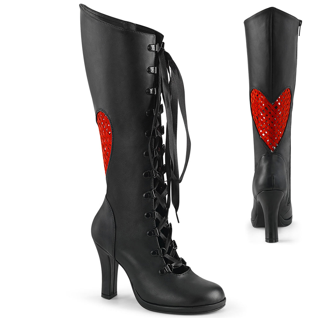 Demonia Glam-243 Open Front Lacing Knee High Boot