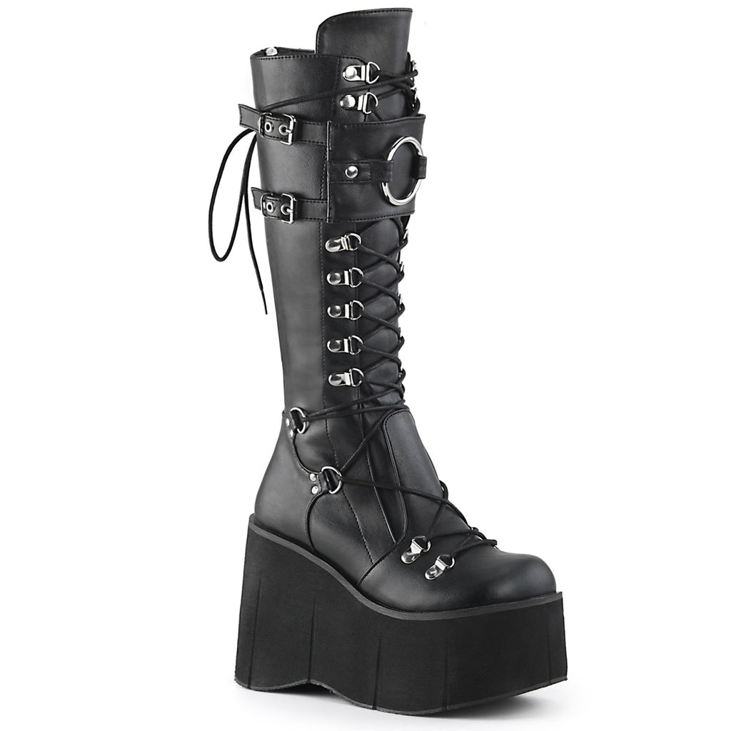 Demonia Kera-200 D-Ring Lace-Up Knee High Boots