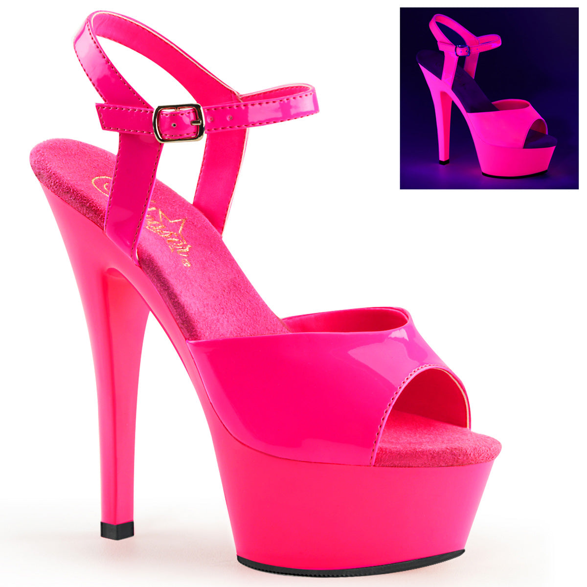 Pleaser Kiss-209UV Platform UV Ankle Strap Stripper Shoe