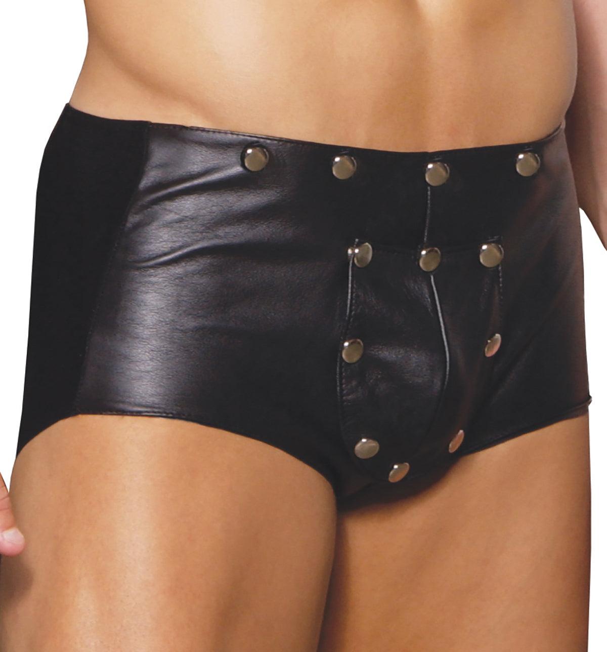 Elegant Moments Men's Leather Shorts With Break Away Front EML9130