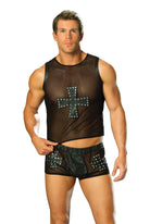 Elegant Moments Leather And Mesh Shorts EML9285-M