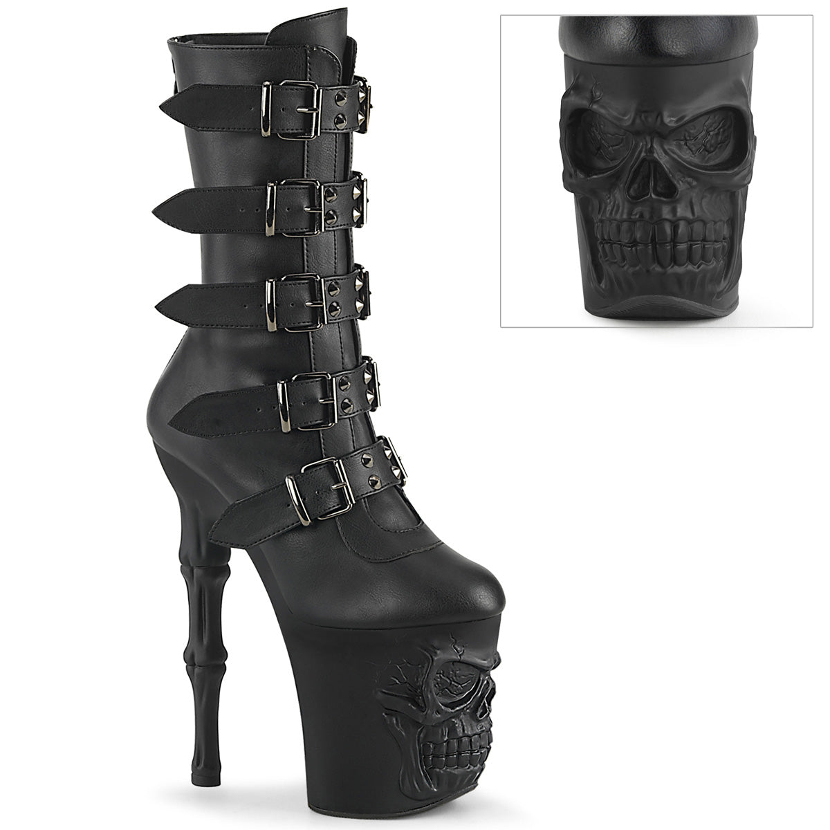 Pleaser Rapture-1052BK Scull Sculpted Platform Ankle Boot