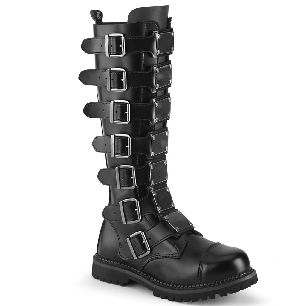 Demonia Riot-21MP Men's Steel Toe Multi Buckle Knee Boot