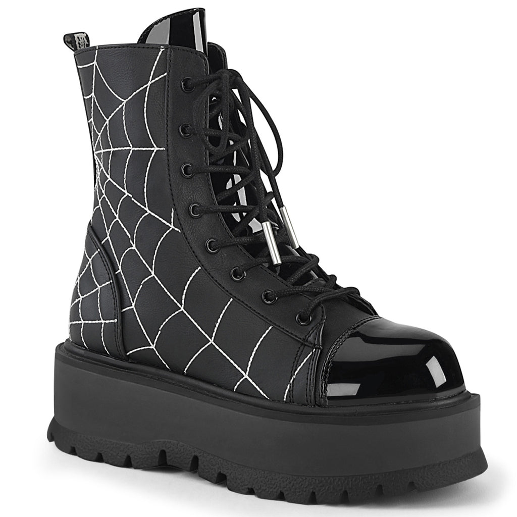 Demonia Slacker-88 Ankle Boot W/Spider Web Details