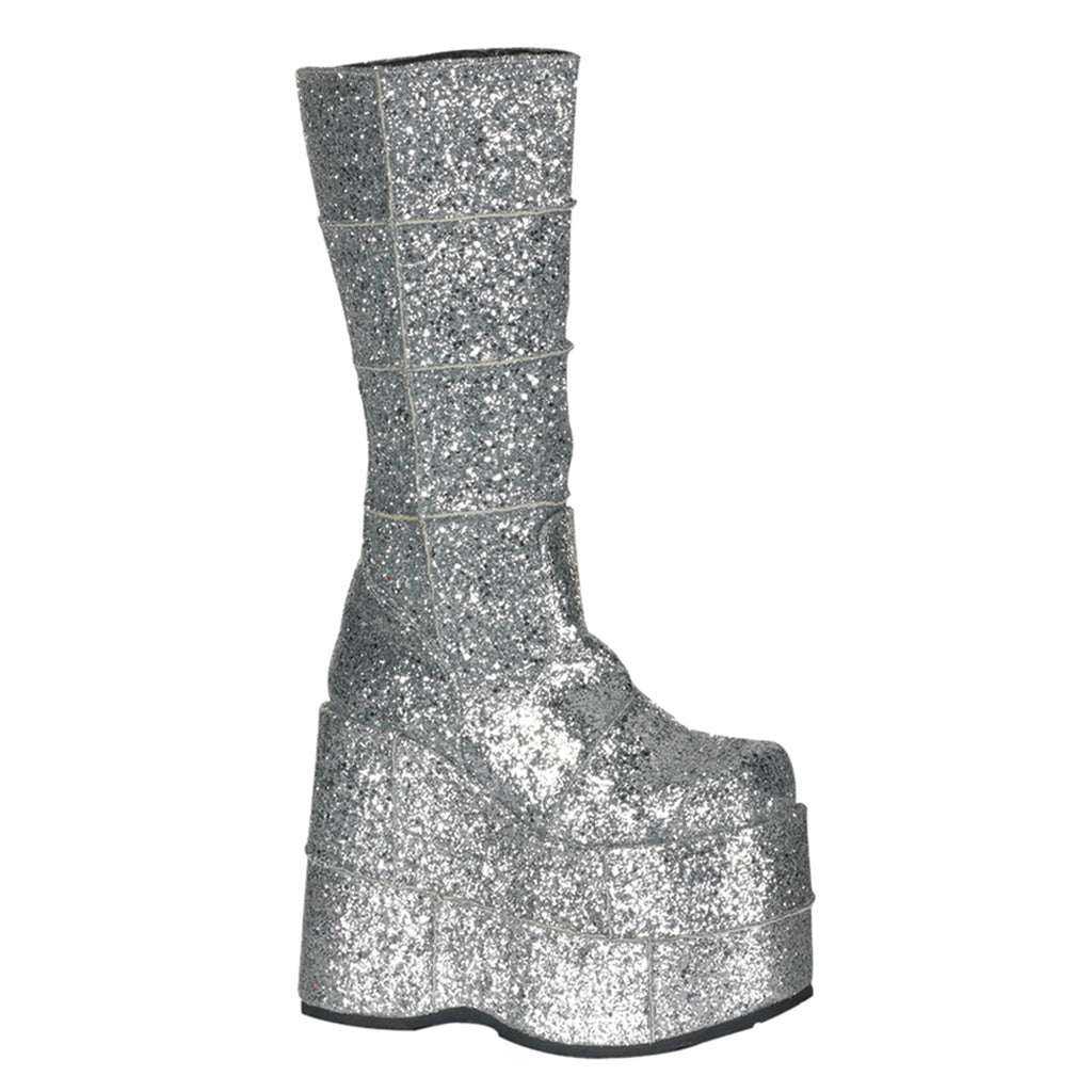 Demonia Stack-301G Men's Glitter Knee High Boot