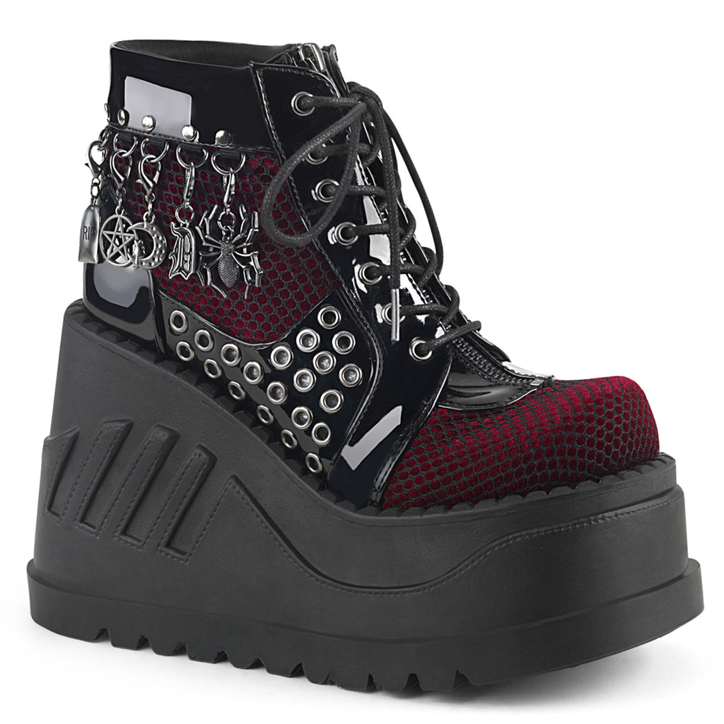 Demonia Stomp-18 Lace-Up Front Wedge Bootie