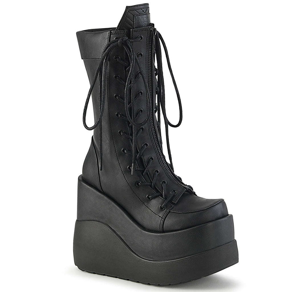 Demonia Void-118 Outside & Inside Lace-Up Mid-Calf Boot